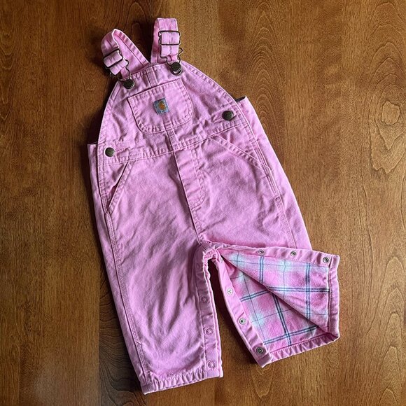 Carhartt pink flannel-lined overalls 9m - Picture 1 of 10